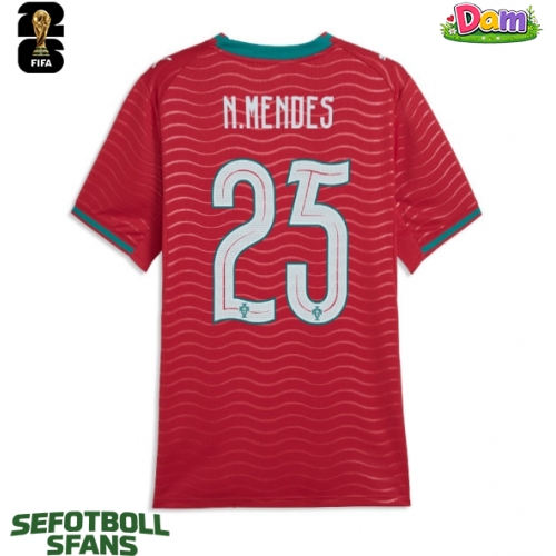Portugal Nuno Mendes #25 Hemmatröja Kvinnor VM 2026 Kortärmad